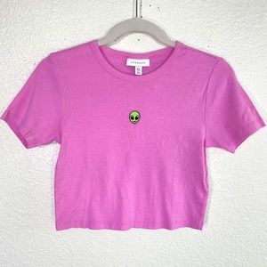 Topshop t-shirt with embroidered alien in pink, NWOT!